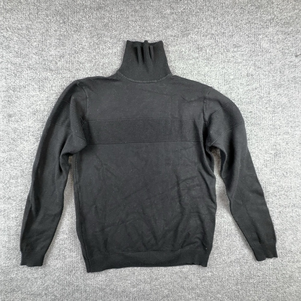 Scott James Sweater Mens Medium Black Turtleneck Knit Pullover Ribbed